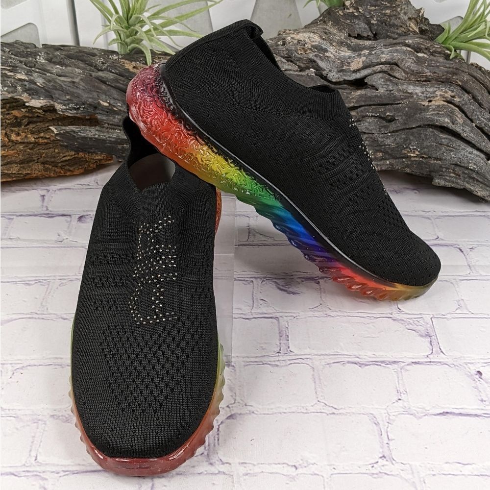 NIB G.N.D. Flow Stretch Knit Slip On Sneaker with Rainbow Sole
